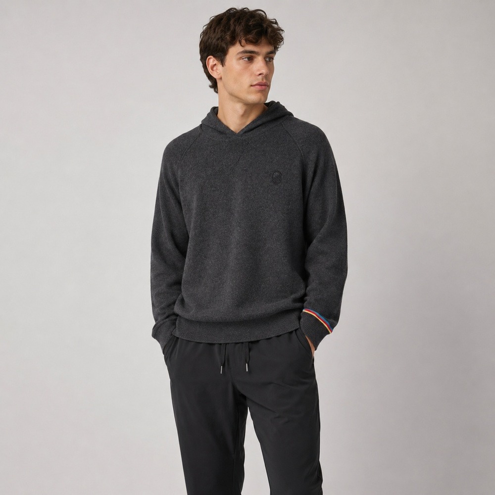 EXTRACURRICULAR Men's Charcoal Gray Cotton Cashmere Blend Hoodie Size L